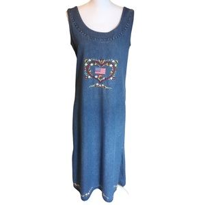 Vintage Agapo Denim Embroidered Maxi Jumper.